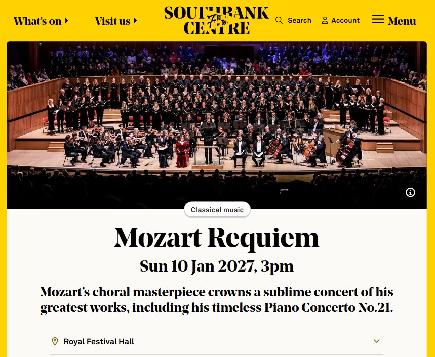 Mozart Requiem at the Royal Festival Hall, London